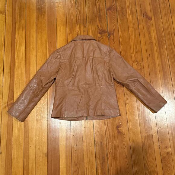 Brown leather jacket collared western detailing European vintage - Picture 8 of 8